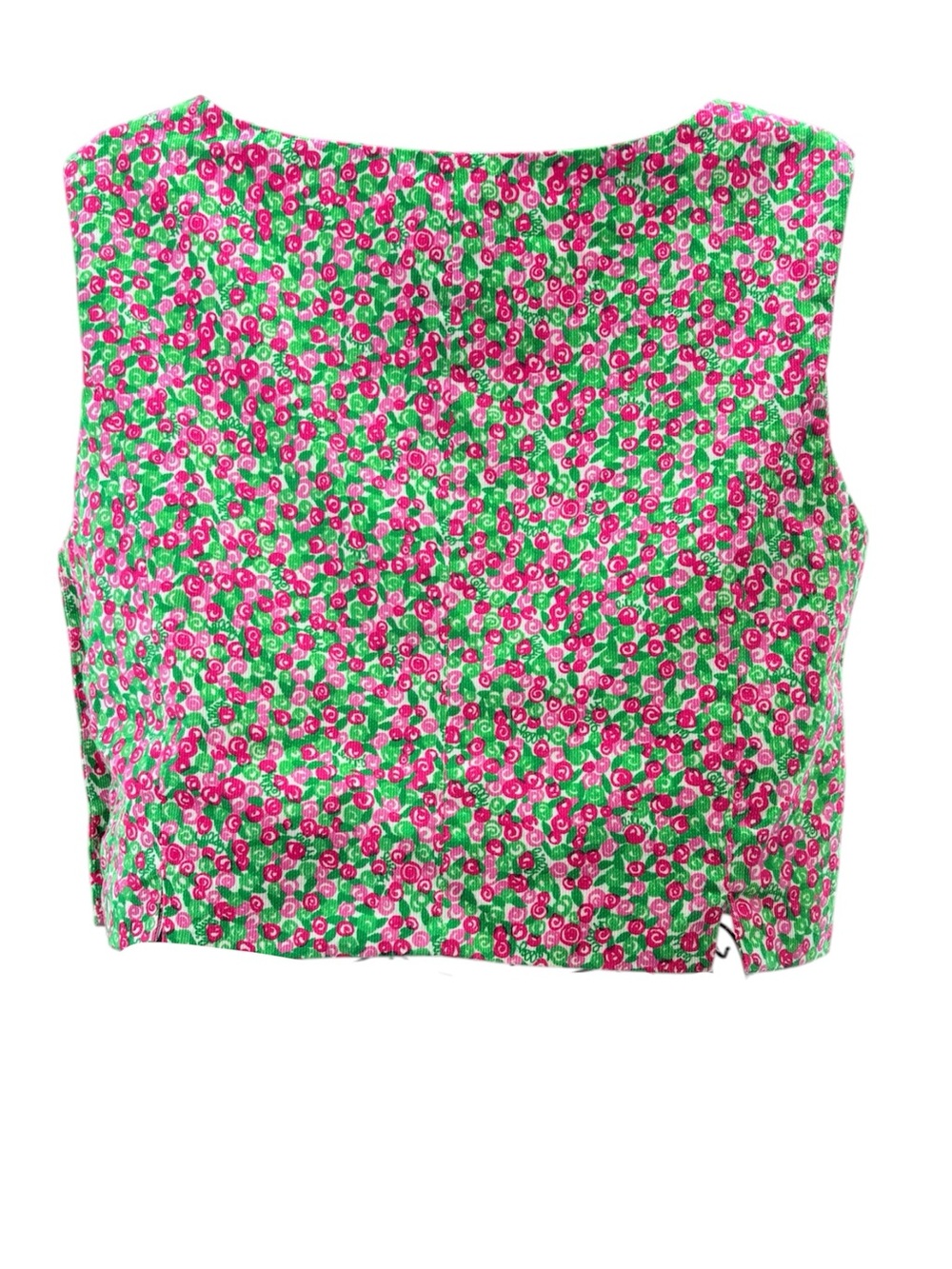 Vintage Lilly Pulitzer Pink Green Ditsy Rose Preppy Retro Crop Top Size Medium - Picture 5 of 11